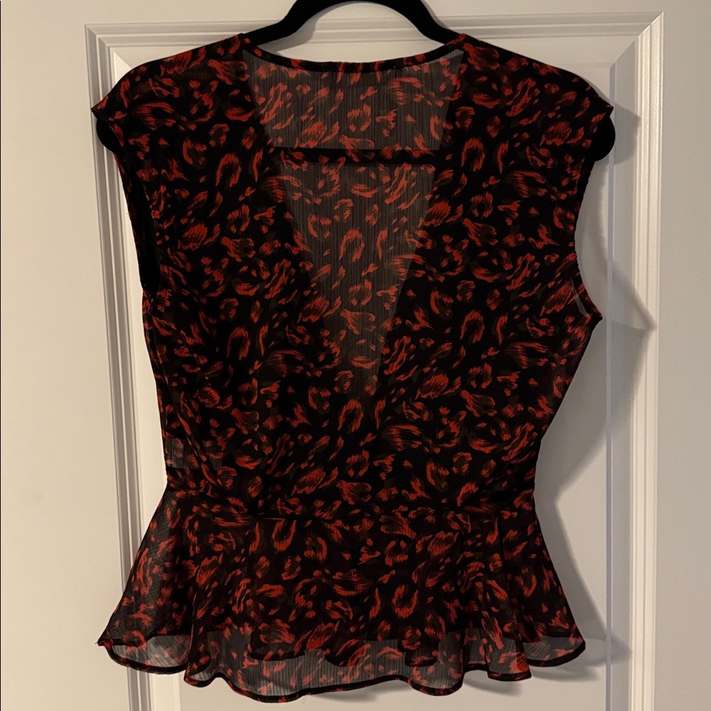 ASTR the Label Leopard Print Faux Wrap - Peplum Top - Picture 4 of 4